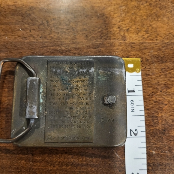 Vintage 1970s Indiana Metal Craft Little Red Riding Hood Bad Wolf Belt Buckle - Picture 6 of 6